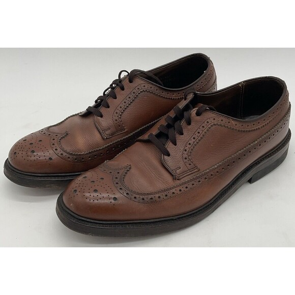 Hanover LB Sheppard Signatures 2312 Brown Leather Wingtip Shoes Size 8.5 E/C - Picture 1 of 10
